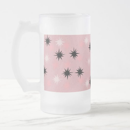 De atoom Roze Starbursts Berijpte Mok van het Glas (Links)