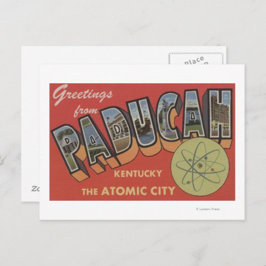 De atoomstad - Grote letterscènes Briefkaart (Voorkant / Achterkant)