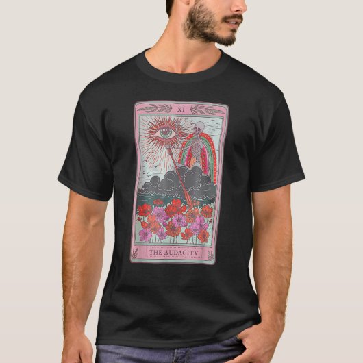 De Audacity Skeleton Tarot Card Sun Evil Eye Aest T-shirt (Voorkant)