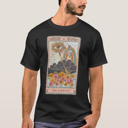 De Audacity Skeleton Tarot Kaart Aesthetische Sun  T-shirt (Voorkant)