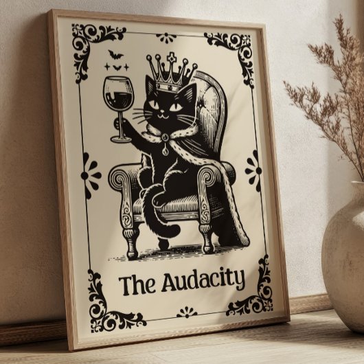 De Audacity Zwarte Kat Grappige Tarotkaart Kunst Poster
