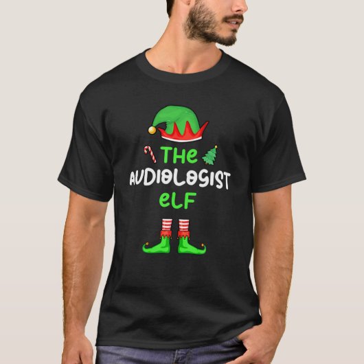De audioloog Elf Kerstmis bijpassende pyjama T-shirt (Voorkant)