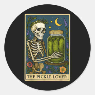 De Augurk Liefhebber Tarotkaart Vintage Skelet Tar Ronde Sticker