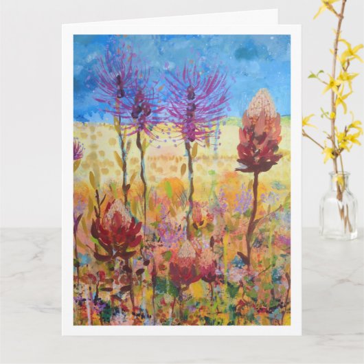 De Australische groeten van de wildflowerkunst van Kaart (Gele Bloem)