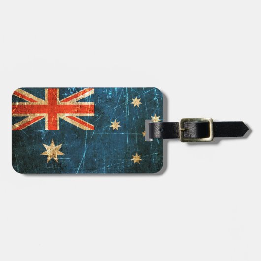 De  Australische vlag Scratched and Worn Bagagelabel (Voorkant horizontaal)
