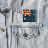 De Australische vlag Scratched and Worn Vierkante Button 5,1 Cm (In situ)