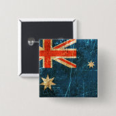 De Australische vlag Scratched and Worn Vierkante Button 5,1 Cm (Voorkant /achterkant)