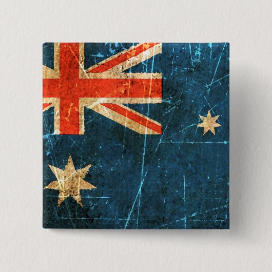 De Australische vlag Scratched and Worn Vierkante Button 5,1 Cm (Voorkant)