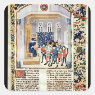 De auteur die zijn boek aan de landbouwers voorleg vierkante sticker