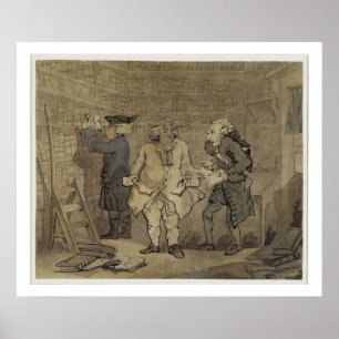 De auteur en zijn uitgever, 1784 (grijze was en poster