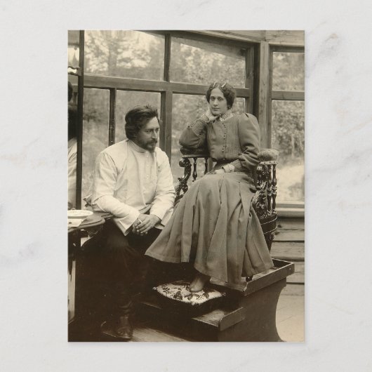 De auteur Leonid Andreyev met zijn vrouw Briefkaart (Voorkant)