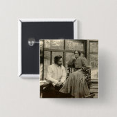 De auteur Leonid Andreyev met zijn vrouw Vierkante Button 5,1 Cm (Voorkant /achterkant)