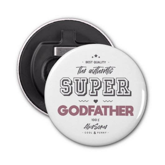 De authentieke superpeetvader button flesopener (Voorkant)