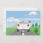 De auto bewaart de Aankondiging van de Datum (Voorkant)