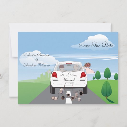 De auto bewaart de Aankondiging van de Datum (Voorkant)