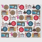 De auto van de Retro van 1950 is persoonlijk geper Cadeaupapier (Vlak)