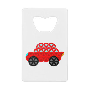 De auto van het leven - heilige vormen A3, rood. Creditkaart Flessenopener