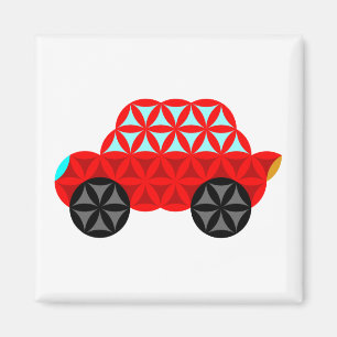 De auto van het leven - heilige vormen A3, rood. Magneet