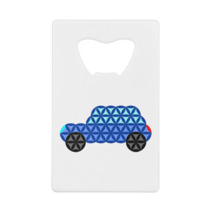 De auto van het leven - heilige vormen B1, blauw. Creditkaart Flessenopener