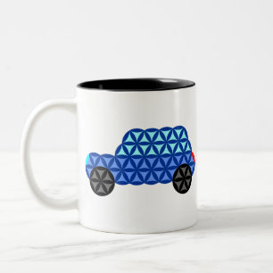 De auto van het leven - heilige vormen B1, blauw. Tweekleurige Koffiemok