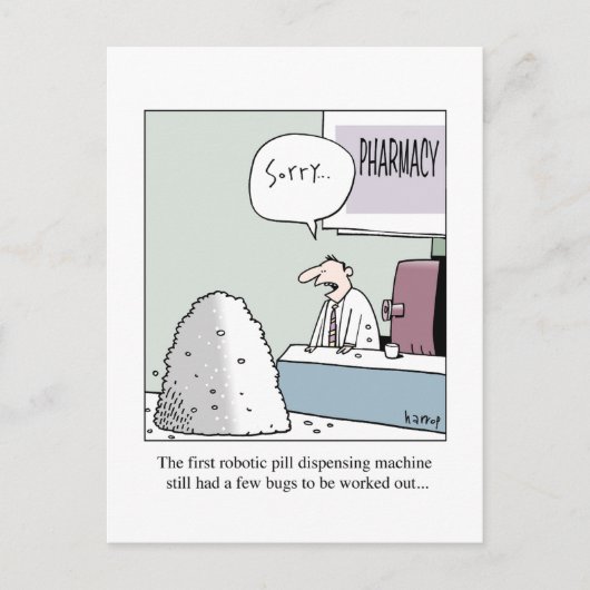 De automatische pil-dispenser briefkaart (Voorkant)