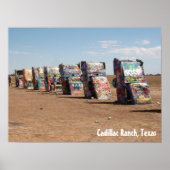 De auto's bij Cadillac Ranch, Texas Poster (Voorkant)