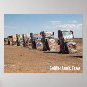 De auto's bij Cadillac Ranch, Texas Poster