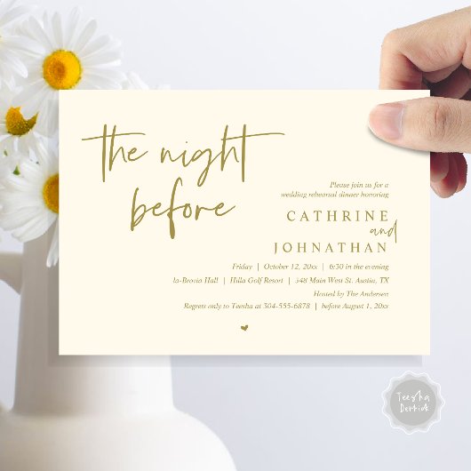 De avond ervoor, bruiloft repetitie diner kaart