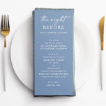 De avond ervoor. Dusty Blue Repetitie Diner Sjablo Menu<br><div class="desc">Stoffig blauw repetitie diner menu met een zachte kust gevoel,  perfect voor nautische of strand thema bruiloften. Deze minimalistische avond voor het avondeten pastel sjabloon is volledig bewerkbaar en gemakkelijk te personaliseren. Geweldig voor moderne,  rustieke of aan zee feesten. Bijpassende briefpapier beschikbaar in mijn winkel.</div>