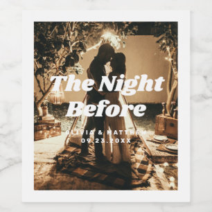 De avond ervoor. Elegante foto Repetitie diner Wijn Etiket