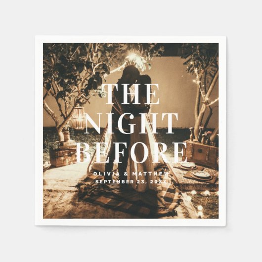 De avond ervoor. Elegante minimalistische bruiloft Servet (Voorkant)