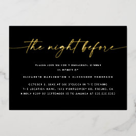 De avond ervoor | Gold Script repetitie diner Folie Uitnodiging