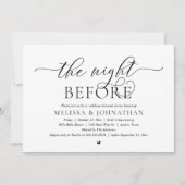 De avond ervoor, klassiek bruiloft repetitie diner kaart (Voorkant)