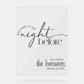De avond ervoor, repetitiediner, bruiloft acryl bord (Voorkant)