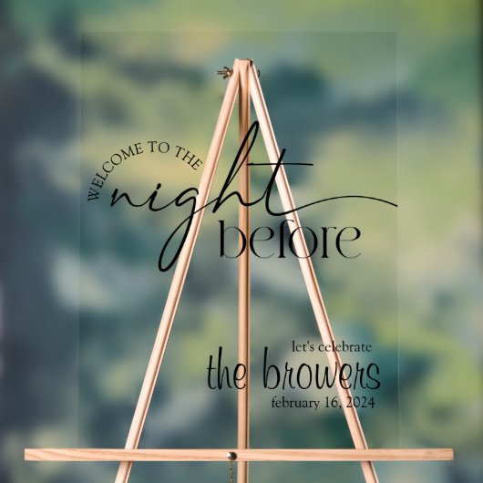 De avond ervoor, repetitiediner, bruiloft acryl bord (Neutraal)