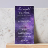 De avond ervoor. Ruimte bruiloft repetitie diner Menu