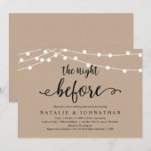 De avond ervoor, rustieke bruiloft repetitie diner kaart (Voorkant / Achterkant)