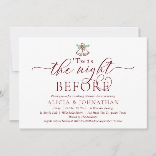 De avond ervoor was er een repetitiediner voor de  kaart (Voorkant)