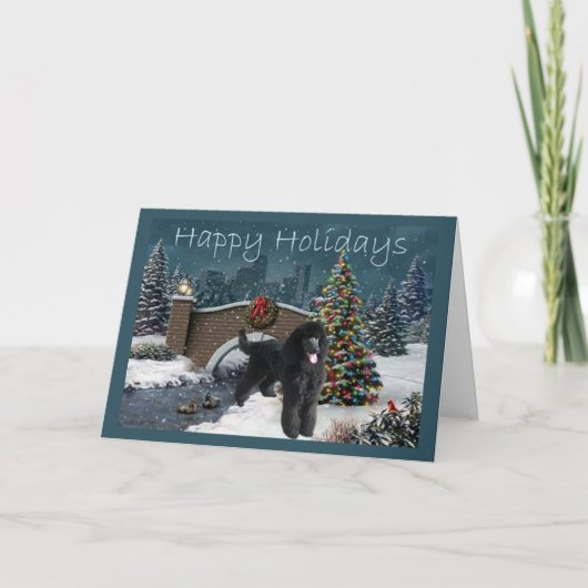 De Avond van de Kerstkaart van de poedel Feestdagen Kaart (Voorkant)