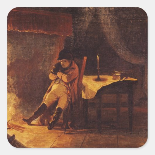 De avond van de slag om Champaubert, 1814 Vierkante Sticker (Voorkant)
