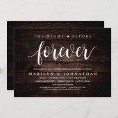 De avond voor altijd, rustieke repetitie diner kaart (Voorkant / Achterkant)