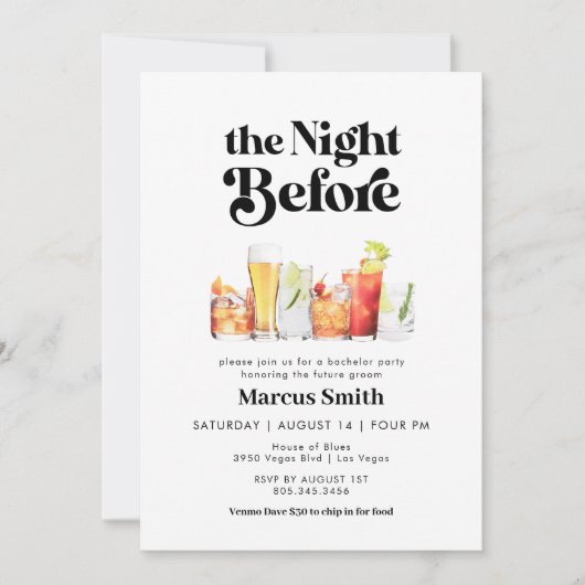 De avond voor Bachelor Retro  stijl Kaart (Voorkant)