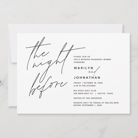 De avond voor bruiloft repetitie diner feest t1 kaart (Voorkant)