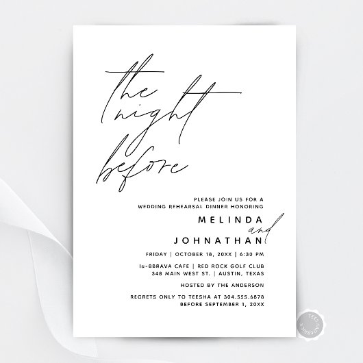 De avond voor bruiloft repetitie diner feest t1 kaart