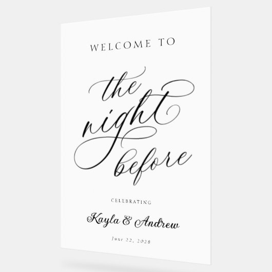 De avond voor bruiloft repetitie welkom acryl bord (Hoek)