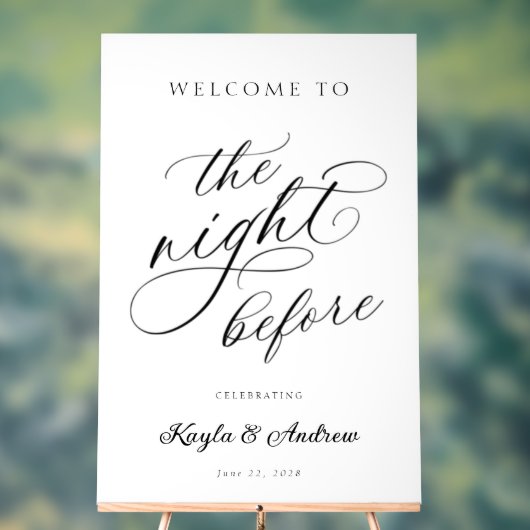 De avond voor bruiloft repetitie welkom acryl bord (Neutraal)