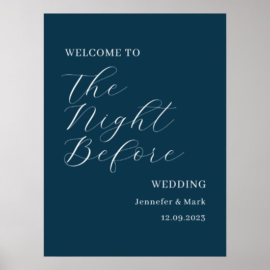 De avond voor bruiloft repetitie welkom poster (Voorkant)