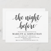 De avond voor de bruiloft, modern repetitiediner kaart (Voorkant / Achterkant)