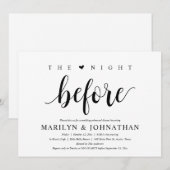 De avond voor de bruiloft, modern repetitiediner kaart (Voorkant / Achterkant)