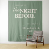 De avond voor de bruiloft teken Sage Green achterg Wandkleed (In situ)
